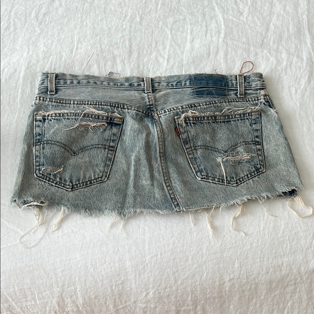 Levi's Distressed Denim Mini Skirt - Blue